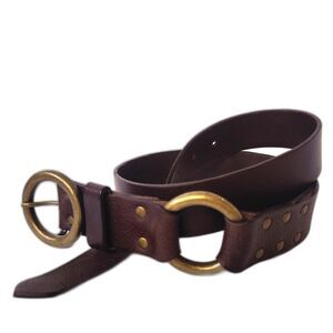 Vintage Hobo Banana Republic Leather Brown Made In Italy Double Ring Size M Belt